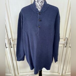 Brooks Brothers Size 2XL Navy Blue Waffle Knit Sweater with Popover Placket